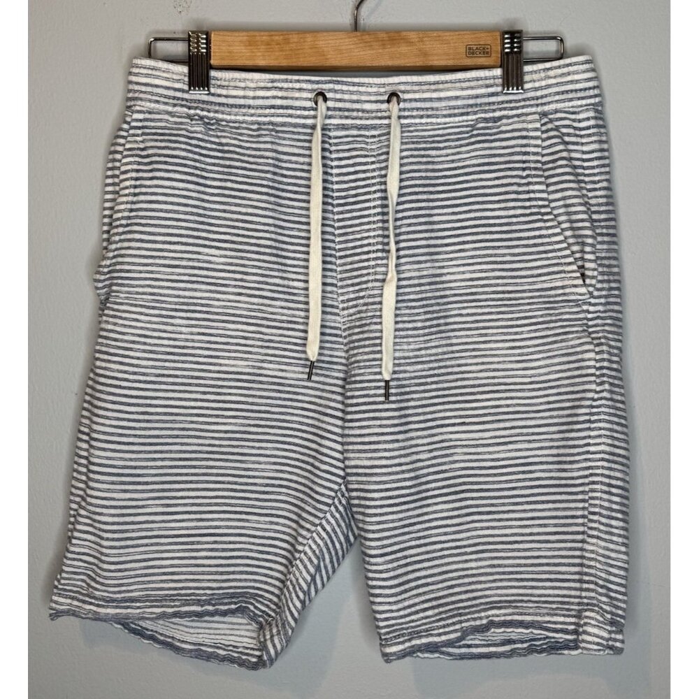 Men’s American Eagle Small Striped Blue White Shorts Drawstring